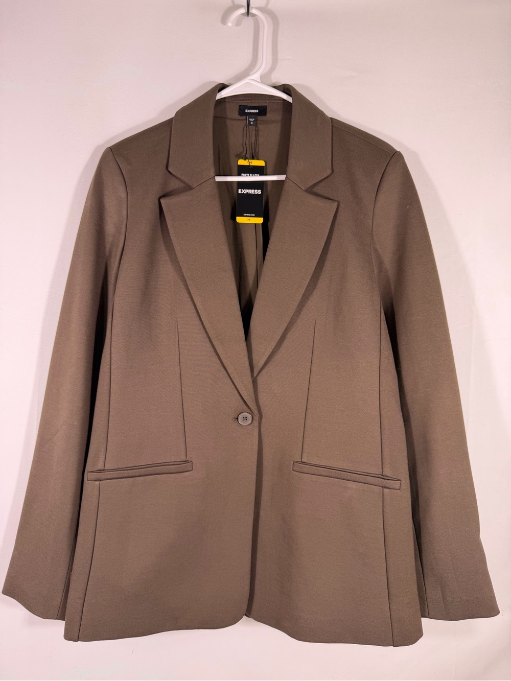 NWT Express Brown Ponte Single Button Blazer Jacket Size Medium